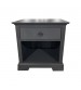 Marco Bedside Table with Storage Drawer Open Shelf in Solid Wood MDF Metal Handle in Wire Brush Grey Colour Nightstand
